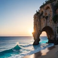 Cyprus. Ayia Napa. Love bridge. Rock arch in the sea. The Cape Greco . The Mediterranean sea picturesque coast.