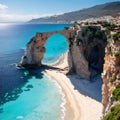 Cyprus. Ayia Napa. Love bridge. Rock arch in the sea. The Cape Greco . The Mediterranean sea picturesque coast.