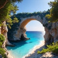 Cyprus. Ayia Napa. Love bridge. Rock arch in the sea. The Cape Greco . The Mediterranean sea picturesque coast. Royalty Free Stock Photo