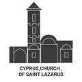 Cyprus, Church Of Saint Lazarus travel landmark vector illustration