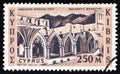 CYPRUS - CIRCA 1962: A stamp printed in Cyprus shows Bellapais Abbey, circa 1962. Royalty Free Stock Photo