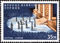 CYPRUS - CIRCA 1964: A stamp printed in Cyprus shows Curium Theatre, circa 1964.