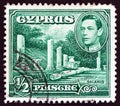 CYPRUS - CIRCA 1938: A stamp printed in Cyprus shows Salamis and King George VI, circa 1938.