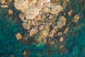 Cyprus coastline aerial top view from drone, Stone Rocks and azure mediterranean sea water as beautiful nature resort Royalty Free Stock Photo