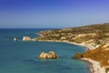 Cyprus coastline at the Petra tou Romiou. Royalty Free Stock Photo