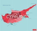 Cyprus country detailed editable map