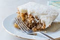 Cyprus Dessert also called Trilece / Kibris Tatlisi / Muhallebi Milk Pudding with Walnut and Breadcrumbs. Royalty Free Stock Photo