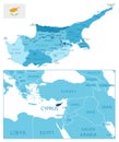 Cyprus - highly detailed blue map.