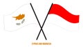 Cyprus and Indonesia Flags Crossed And Waving Flat Style. Official Proportion. Correct Colors