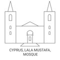 Cyprus, Lala Mustafa, Mosque travel landmark vector illustration