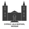 Cyprus, Lala Mustafa, Mosque travel landmark vector illustration