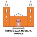 Cyprus, Lala Mustafa, Mosque travel landmark vector illustration