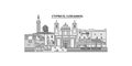 Cyprus, Limassol city skyline isolated vector illustration, icons