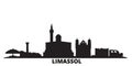 Cyprus, Limassol city skyline isolated vector illustration. Cyprus, Limassol travel black cityscape