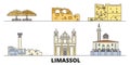 Cyprus, Limassol flat landmarks vector illustration. Cyprus, Limassol line city with famous travel sights, skyline