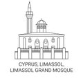 Cyprus, Limassol, Limassol Grand Mosque travel landmark vector illustration