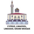 Cyprus, Limassol, Limassol Grand Mosque travel landmark vector illustration