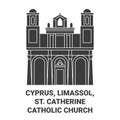 Cyprus, Limassol, St. Catherine Catholic Church travel landmark vector illustration