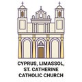Cyprus, Limassol, St. Catherine Catholic Church travel landmark vector illustration