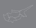 Cyprus map with divisions using white lines on dark background vector