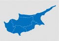 Cyprus map - High detailed blue map with counties/regions/states of cyprus. cyprus map isolated on transparent background Royalty Free Stock Photo