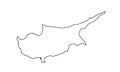 Cyprus map vector line contour silhouette isolated on white