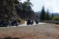 cyprus, Mount Troodos, motorcyclists on the mountain road