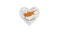 Cyprus National Day. April 1. Heart shape made out of flowers on white background. 3D rendering