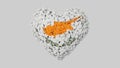 Cyprus National Day. April 1. Heart shape made out of flowers on white background. 3D rendering