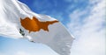 Cyprus national flag waving on a clear day