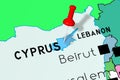Cyprus, Nicosia - capital city, pinned on political map
