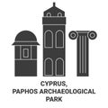 Cyprus, Paphos Archaeological Park travel landmark vector illustration