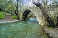 Diarizos river streams under the ancient venetian Kelefos Tzielefos bridge. Troodos, Cyprus