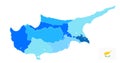 Cyprus Political Map in colors of blue. No text