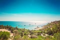 Cyprus Protaras, Konnos beach, view of lagoon Mediterranean Sea from above Royalty Free Stock Photo