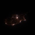 Cyprus street lights map. Satellite view on modern city at night.