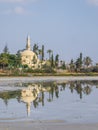 Cyprus - Stunning Hala Sultan Tekke located at the Larnaca salt lake bank Royalty Free Stock Photo