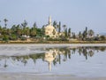 Cyprus - Stunning Hala Sultan Tekke located at the Larnaca salt lake bank Royalty Free Stock Photo