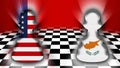 Cyprus and United States of America Flag - Chessboard and Pawn Concept Ã¢â¬â 3D Illustrations