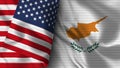 Cyprus and United States of America Realistic Flag Ã¢â¬â Fabric Texture Illustration