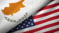 Cyprus and United States two flags textile cloth, fabric texture