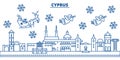 Cyprus winter city skyline. Merry Christmas, Happy New Year decorated