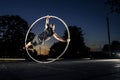 Cyr wheel performance session Royalty Free Stock Photo