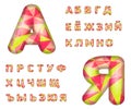 Cyrillic volume alphabet in style polygonal geometry.