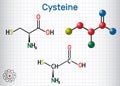 Cysteine L-cysteine, Cys, C proteinogenic amino acid molecule. Sheet of paper in a cage