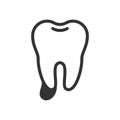 Cystic ill tooth, cute vector icon illustration