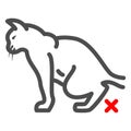 Cystitis in cat line icon, Diseases of pets concept, cat urolithiasis sign on white background, inflammation of urinary