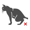 Cystitis in cat solid icon, Diseases of pets concept, cat urolithiasis sign on white background, inflammation of urinary