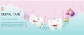 Watercolor for Cute cartoon happy tooth with toothpaste character