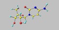 Cytidine molecular structure isolated on grey background